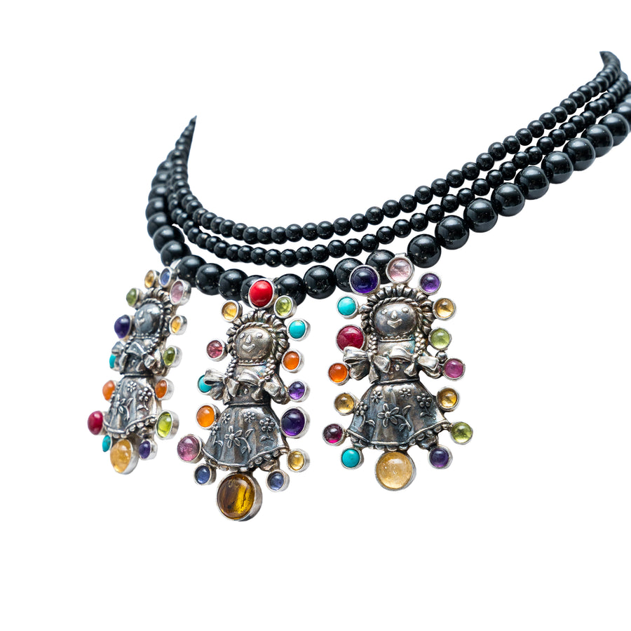 Collar Muñecas Lele Multicolor, joya de plata .925, con ónix y citrina – Gabriela Sánchez (vista 3)