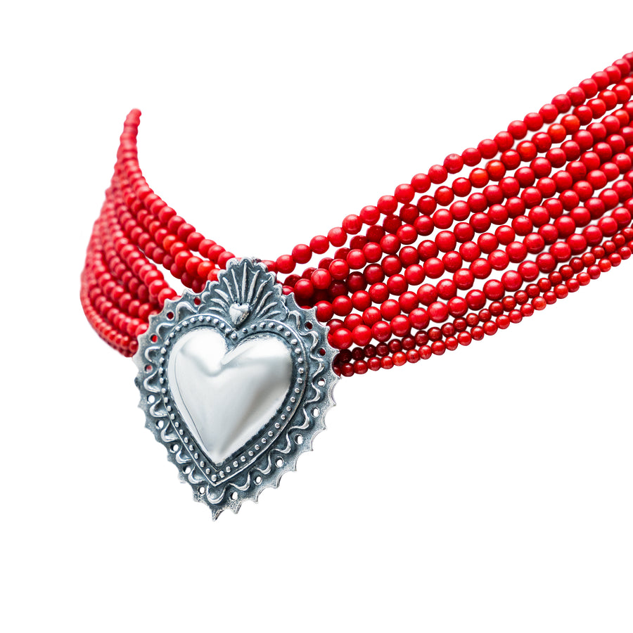 Collar Corazón de Coral, joya de plata .925 – Gabriela Sánchez (vista 5)