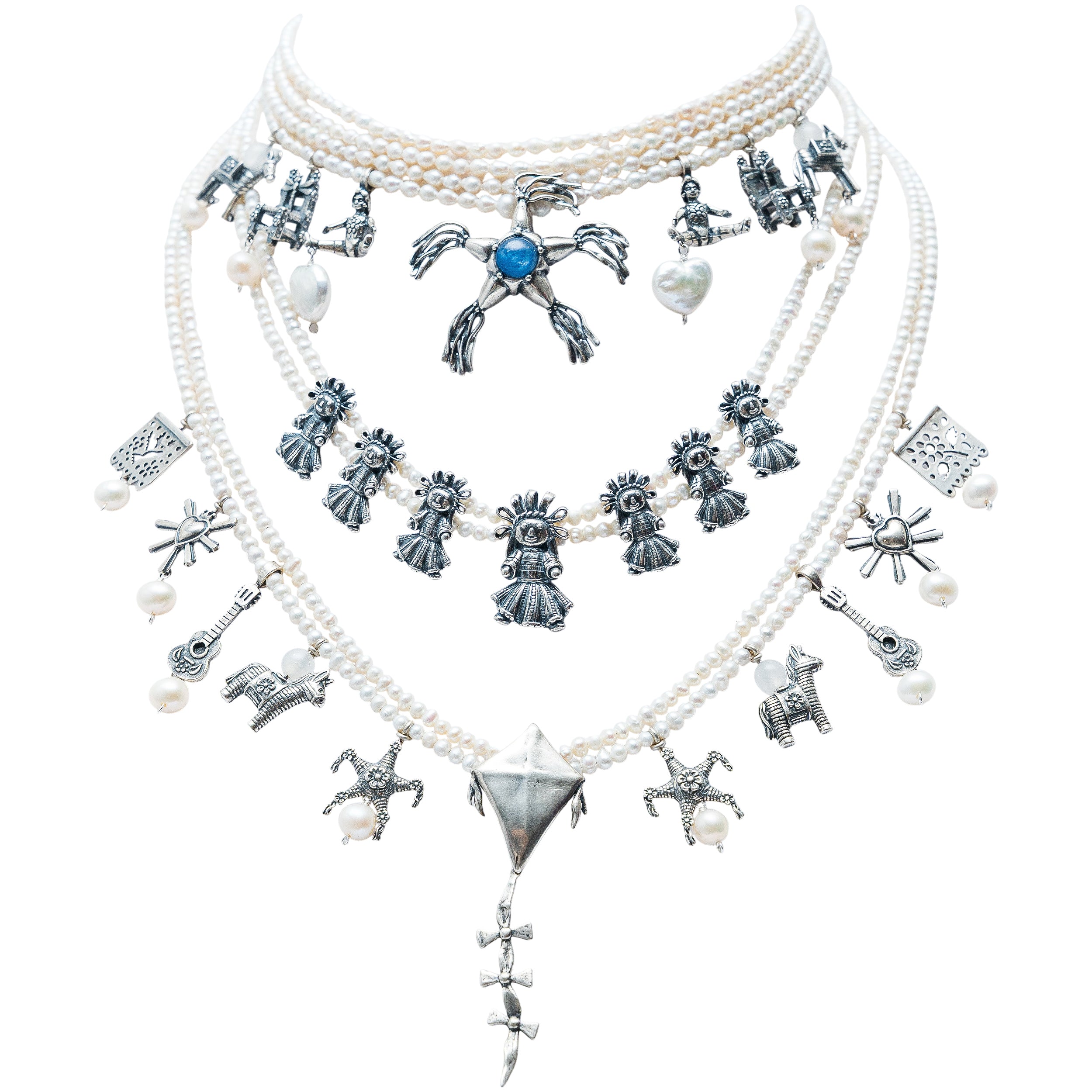 Collar Juegos de Vainilla, joya de plata .925, con perla – Gabriela Sánchez