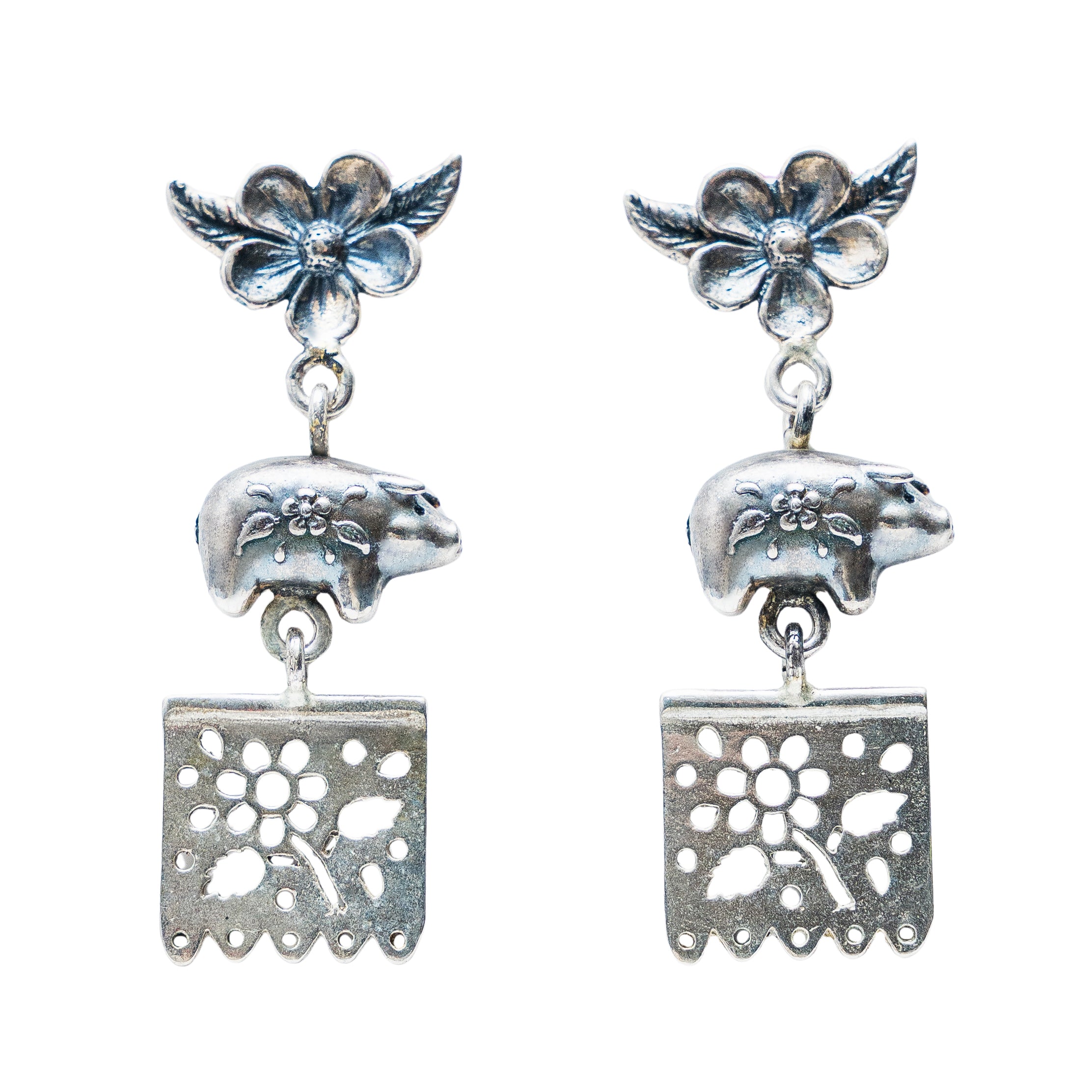 Aretes Puerquito de la suerte, joya de plata .925 – Gabriela Sánchez