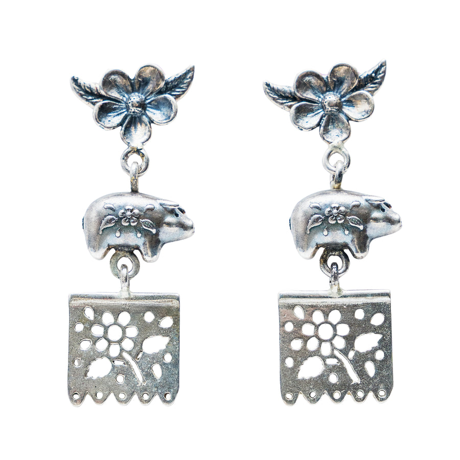 Aretes Puerquito de la suerte, joya de plata .925 – Gabriela Sánchez