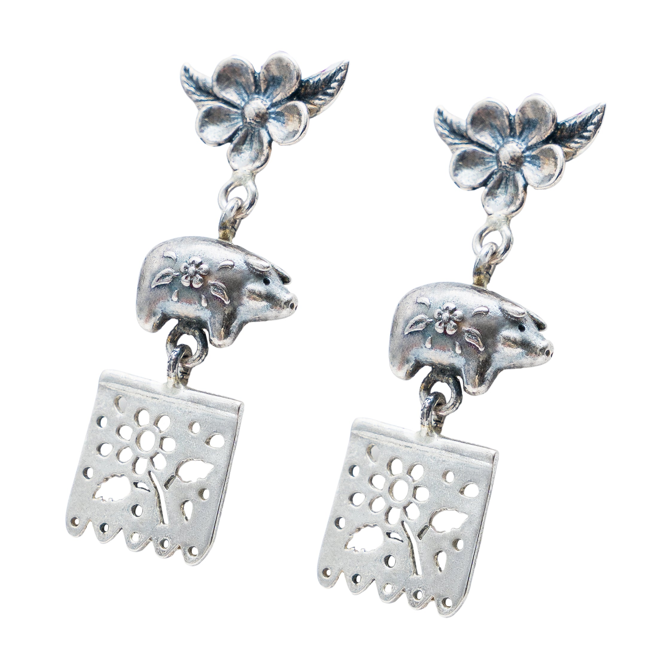 Aretes Puerquito de la suerte, joya de plata .925 – Gabriela Sánchez (vista 2)