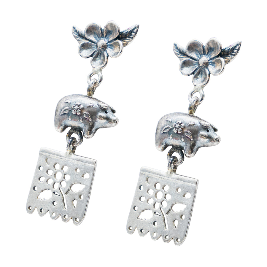 Aretes Puerquito de la suerte, joya de plata .925 – Gabriela Sánchez (vista 2)
