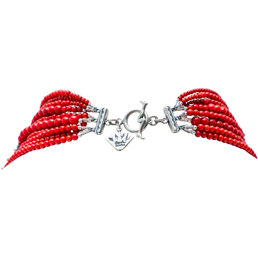 Collar Colección de Muñecas, joya de plata .925, con coral y cristal Swarovski – Gabriela Sánchez (vista 8)