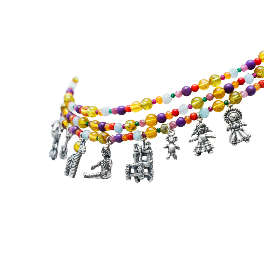 Collar Juguetes Multicolor, joya de plata .925, con ámbar y peridot – Gabriela Sánchez (vista 3)