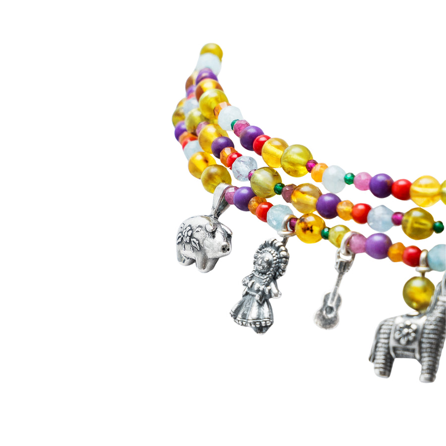 Collar Juguetes Multicolor, joya de plata .925, con ámbar y peridot – Gabriela Sánchez (vista 4)
