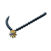 Collar Kukulcán Dorado, joya de plata .925, con obsidiana – Gabriela Sánchez (vista 2)