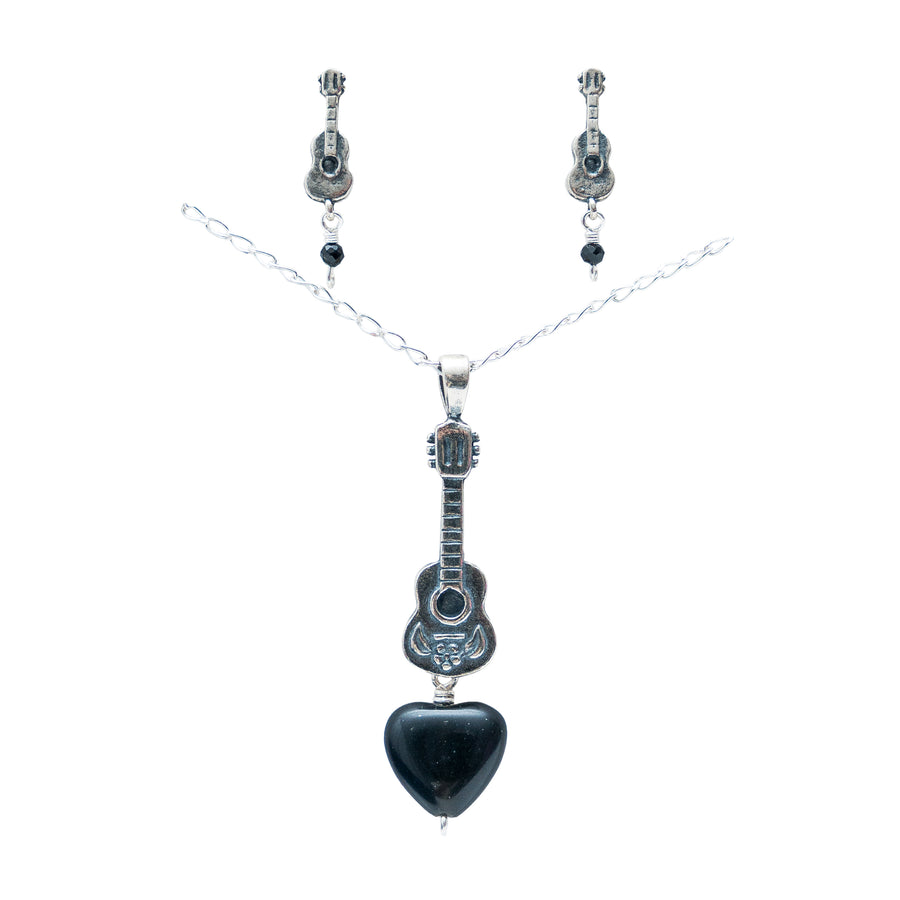 Set guitarras, joya de plata .925, con ónix – Gabriela Sánchez (vista 4)