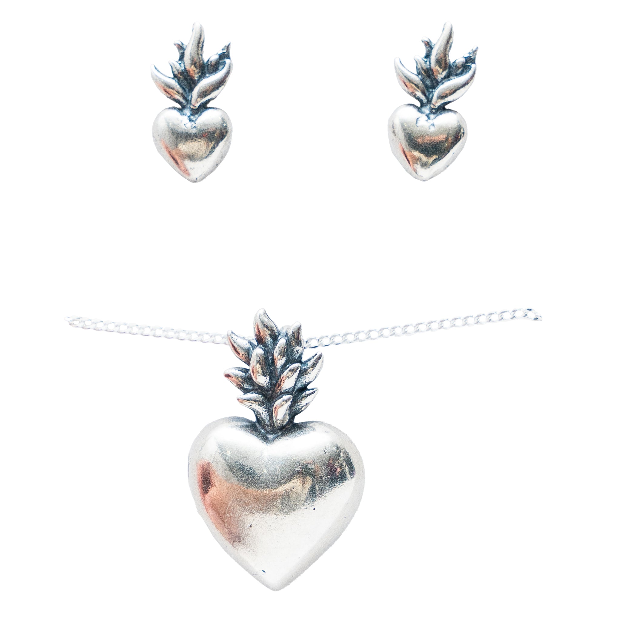 Set Corazones con Flama, joya de plata .925 – Gabriela Sánchez