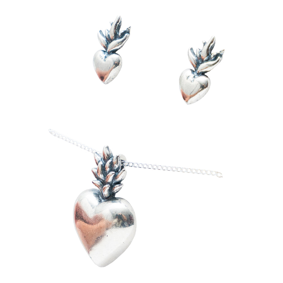 Set Corazones con Flama, joya de plata .925 – Gabriela Sánchez (vista 3)