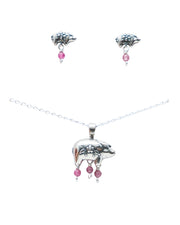 Set Puerquitos Rosa, joya de plata .925, con turmalina – Gabriela Sánchez