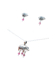 Set Puerquitos Rosa, joya de plata .925, con turmalina – Gabriela Sánchez (vista 3)