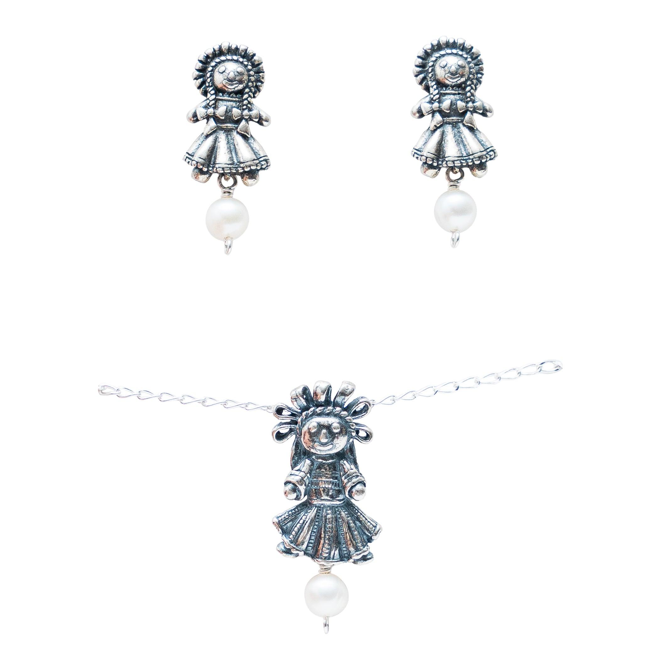 Set muñequitas perla, joya de plata .925 – Gabriela Sánchez