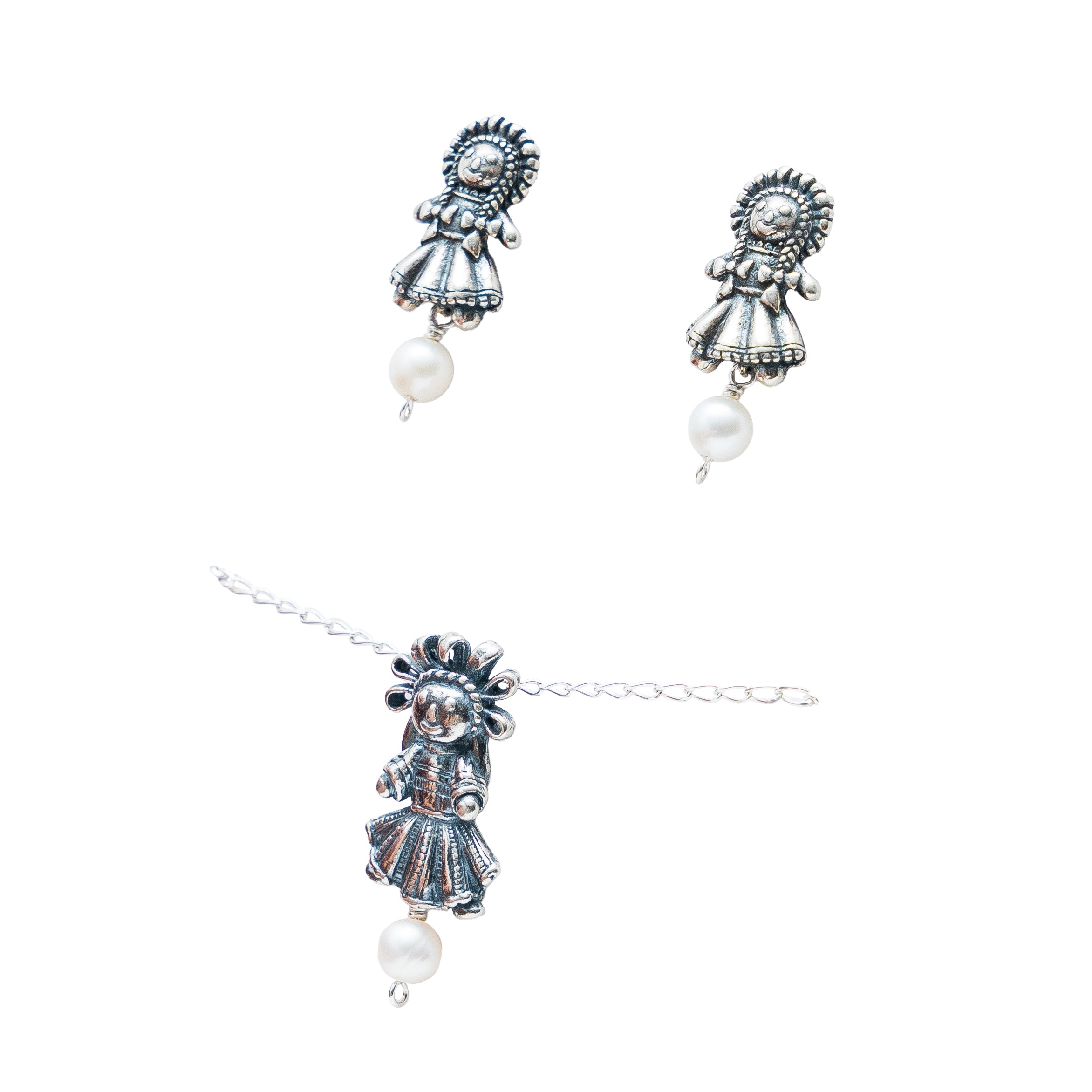 Set muñequitas perla, joya de plata .925 – Gabriela Sánchez (vista 2)