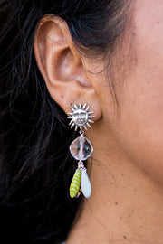 Aretes Mazatlán, joya de plata .925, con cuarzo y resina – Gabriela Sánchez (vista 3)