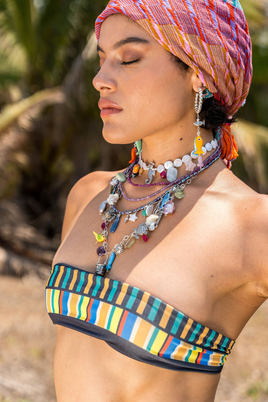 Collar Sayulita, joya de plata .925, con perla y rubí – Gabriela Sánchez