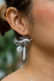Aretes Cozumel, joya de plata .925, con perla – Gabriela Sánchez (vista 2)