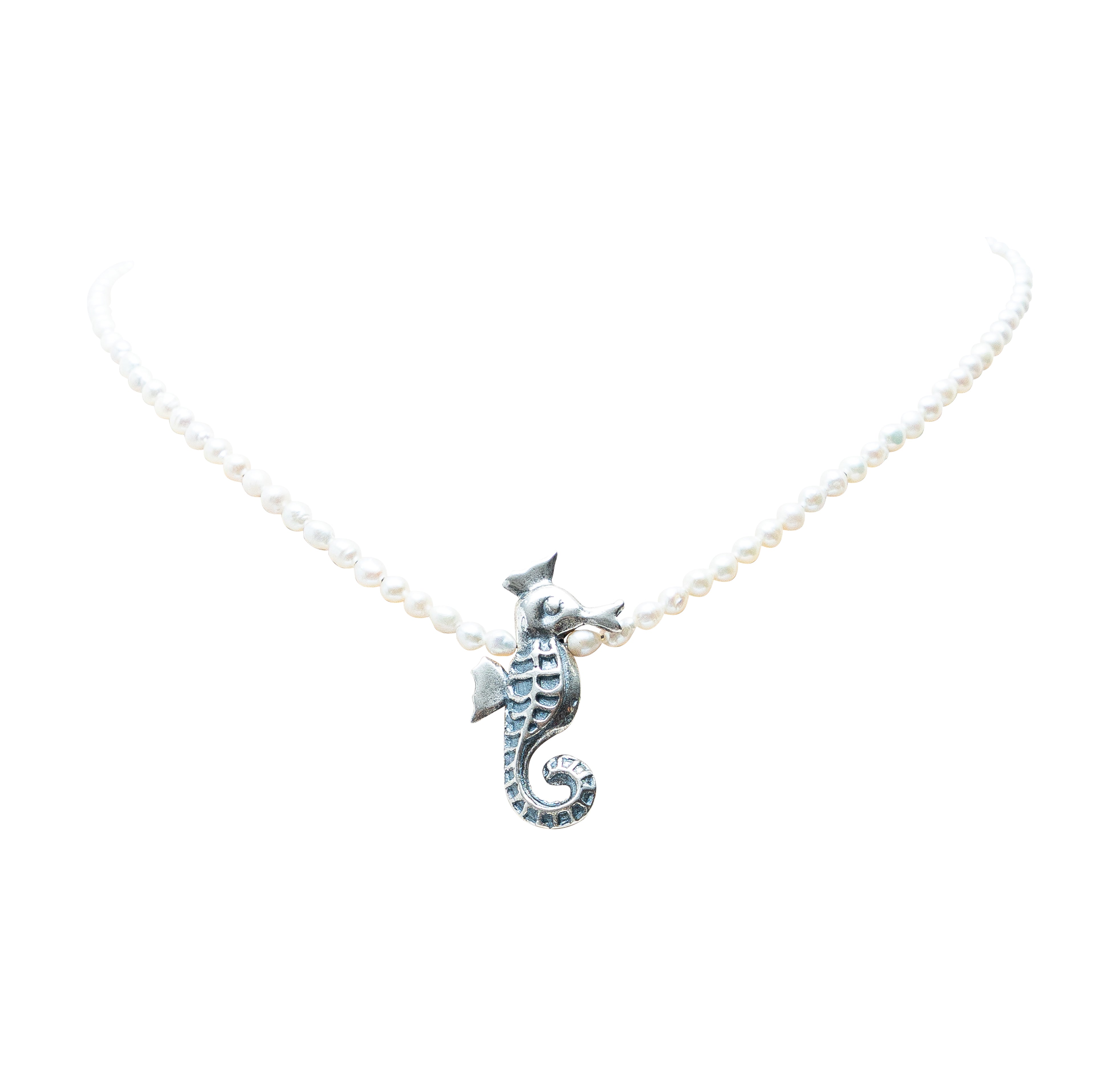 Collar Caballito de Mar, joya de plata .925, con perla – Gabriela Sánchez (vista 2)