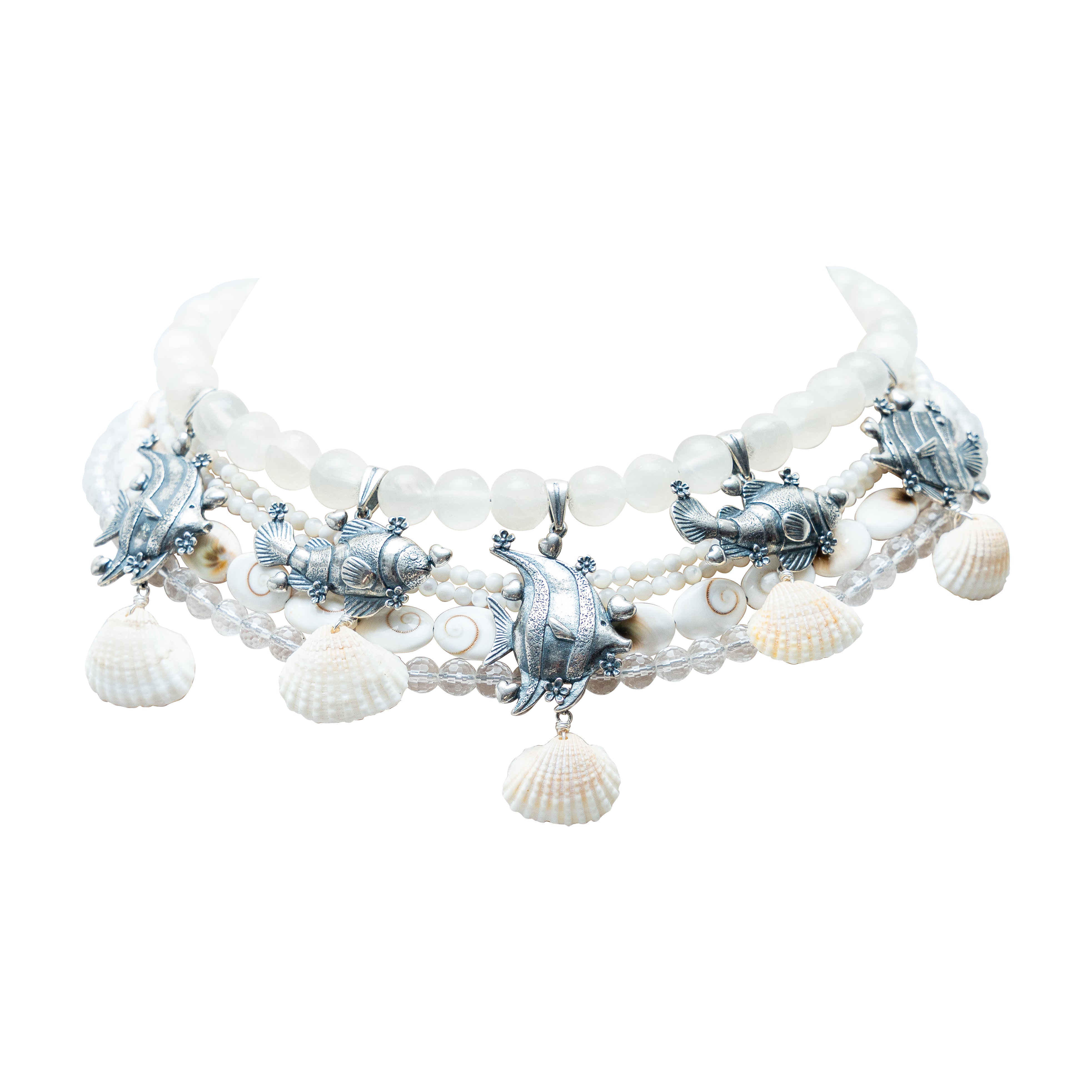 Collar Coco y Marea, joya de plata .925, con concha y cuarzo – Gabriela Sánchez (vista 2)