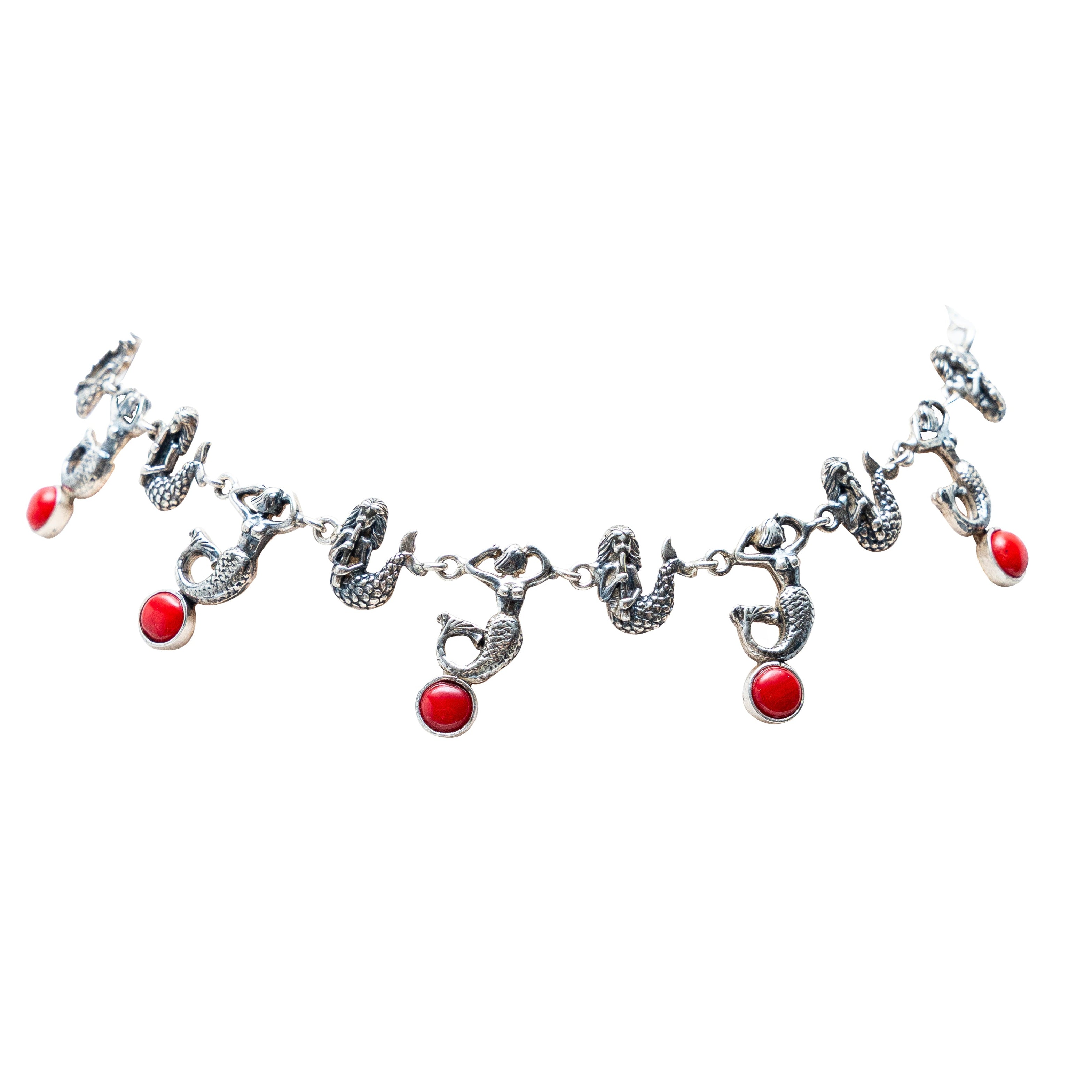 Gargantilla Isla Mujeres, joya de plata .925, con coral – Gabriela Sánchez