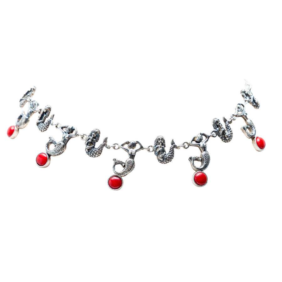 Gargantilla Isla Mujeres, joya de plata .925, con coral – Gabriela Sánchez