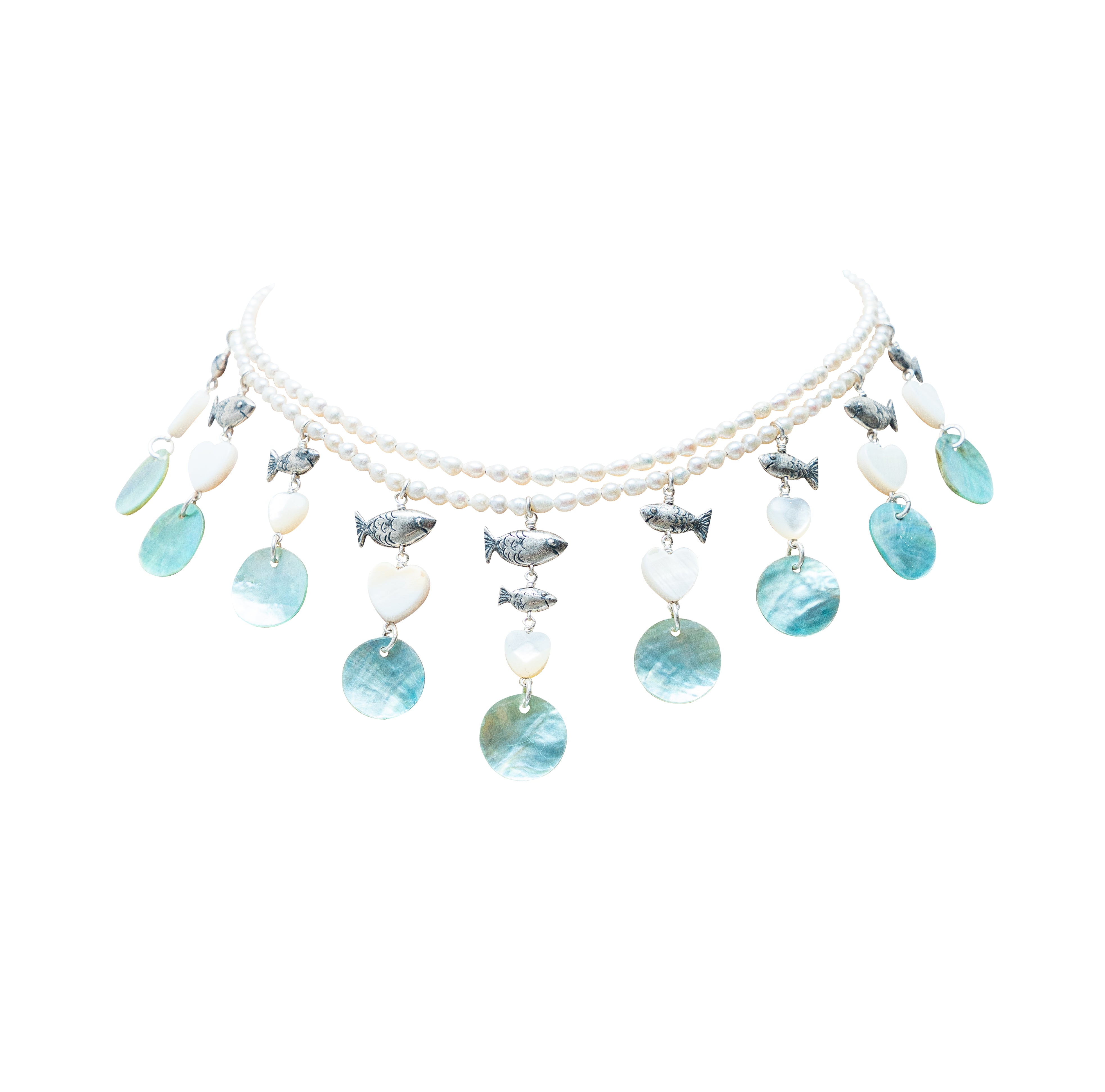 Collar Playa El cielo, joya de plata .925, con concha – Gabriela Sánchez (vista 2)