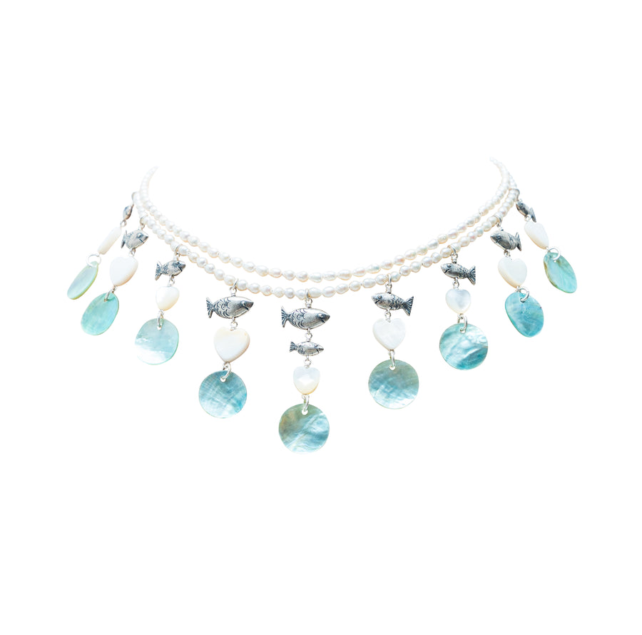 Collar Playa El cielo, joya de plata .925, con concha – Gabriela Sánchez (vista 2)