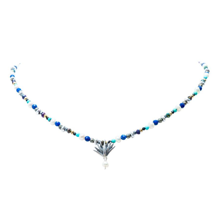 Collar Tequila y Mar, joya de plata .925, con turquesa y lapislázuli – Gabriela Sánchez
