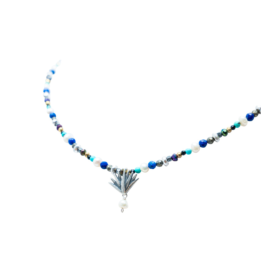 Collar Tequila y Mar, joya de plata .925, con turquesa y lapislázuli – Gabriela Sánchez (vista 6)