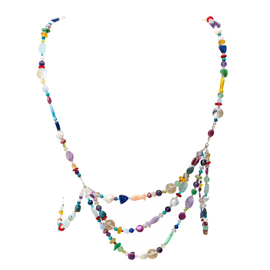 Prenda Accesorio Zipolite, joya de plata .925, con turquesa y cuarzo – Gabriela Sánchez (vista 3)