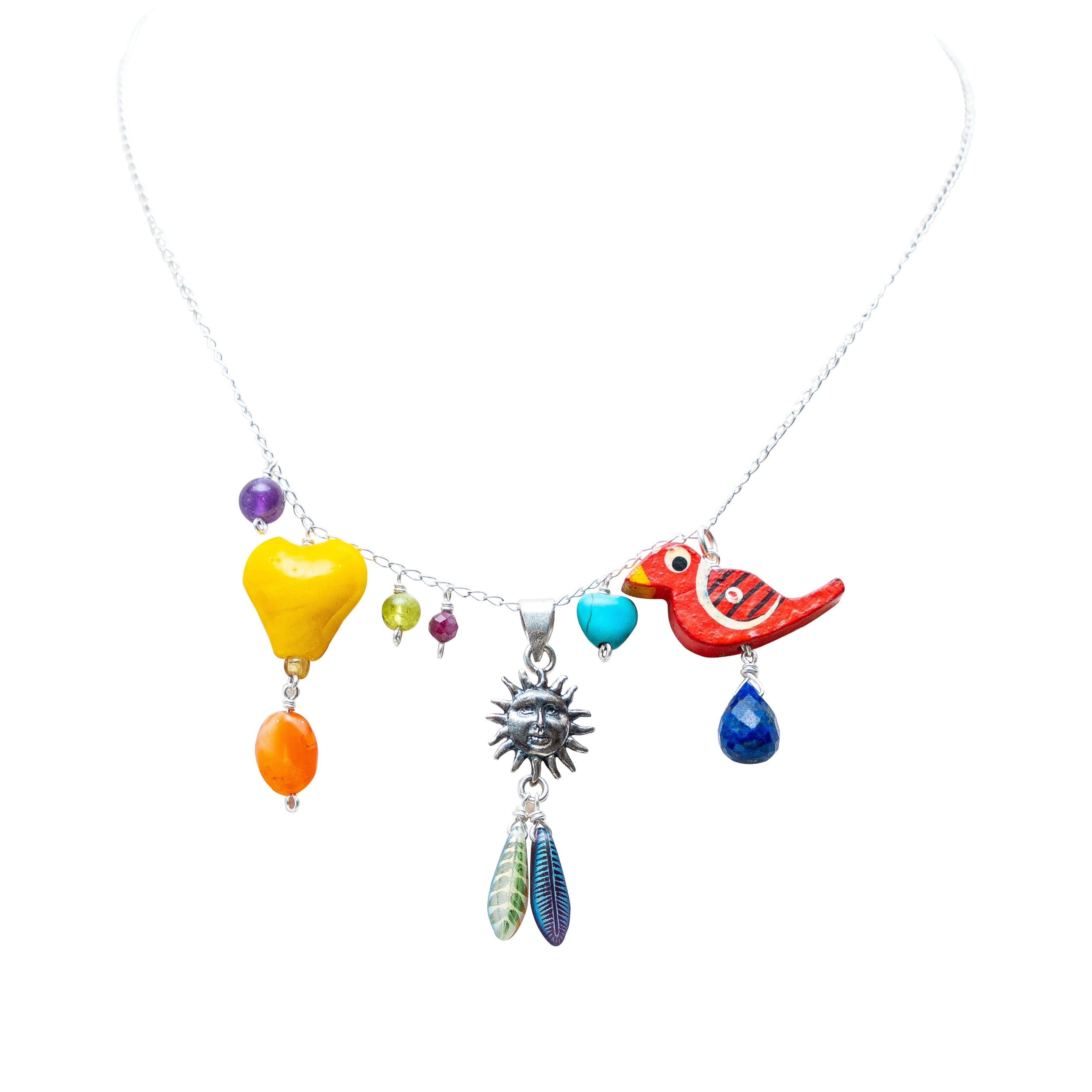 Gargantilla Cuando Calienta el Sol, joya de plata .925, con cristal de Murano y resina – Gabriela Sánchez