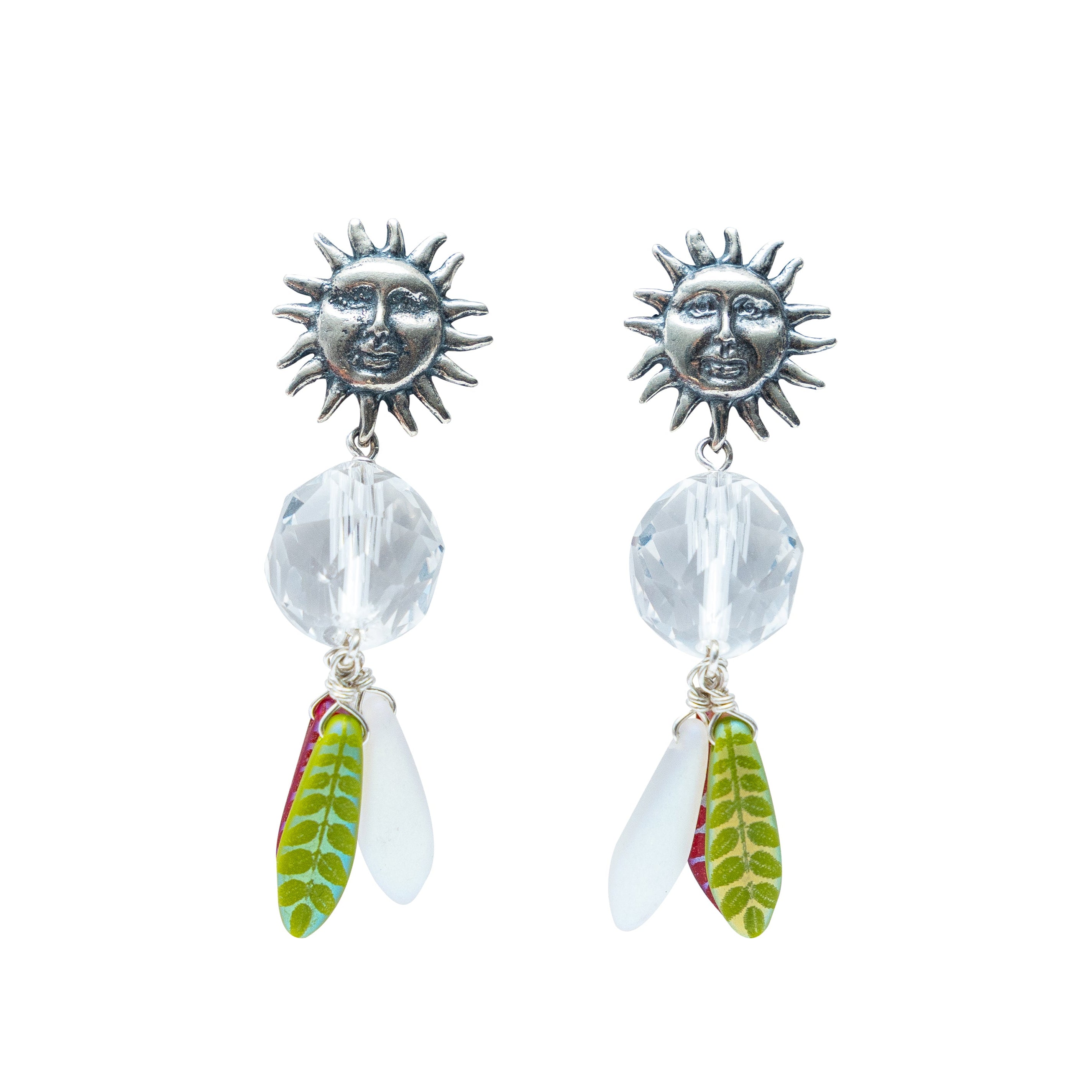 Aretes Mazatlán, joya de plata .925, con cuarzo y resina – Gabriela Sánchez