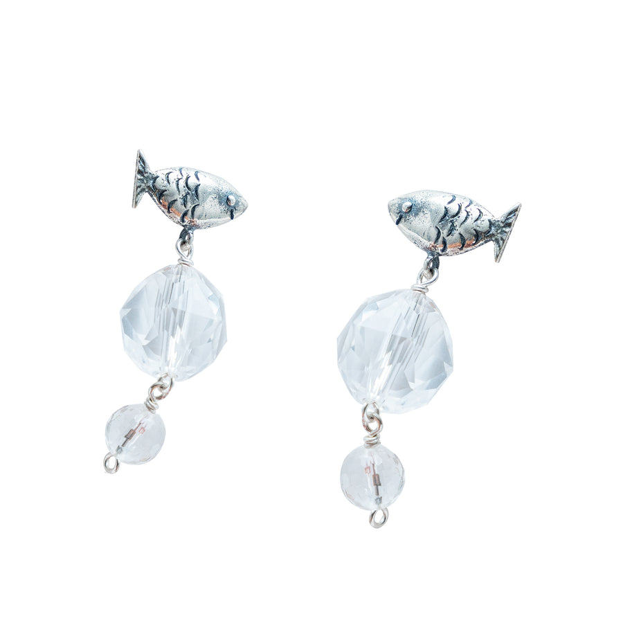 Aretes Aguas de Cristal, joya de plata .925, con cristal metalizado – Gabriela Sánchez (vista 2)