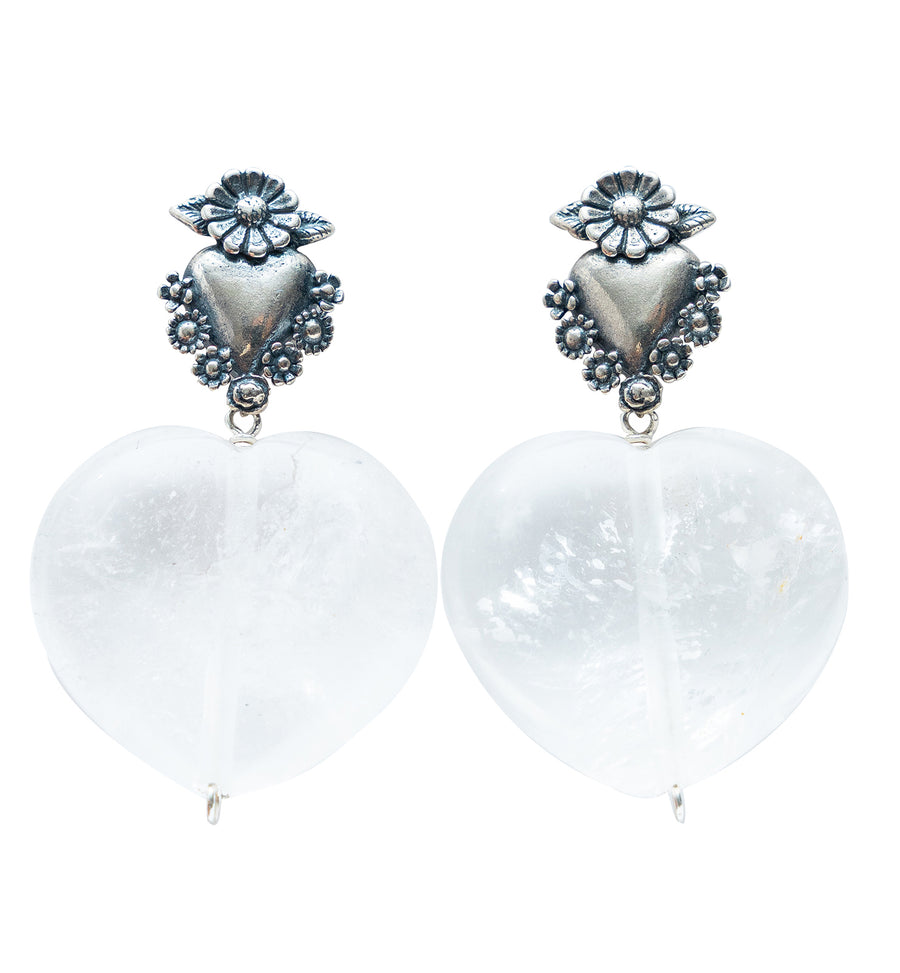 Aretes Playa Paraíso, joya de plata .925, con cuarzo – Gabriela Sánchez