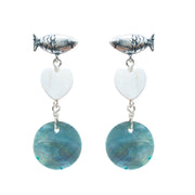 Aretes Playa El cielo, joya de plata .925, con concha – Gabriela Sánchez