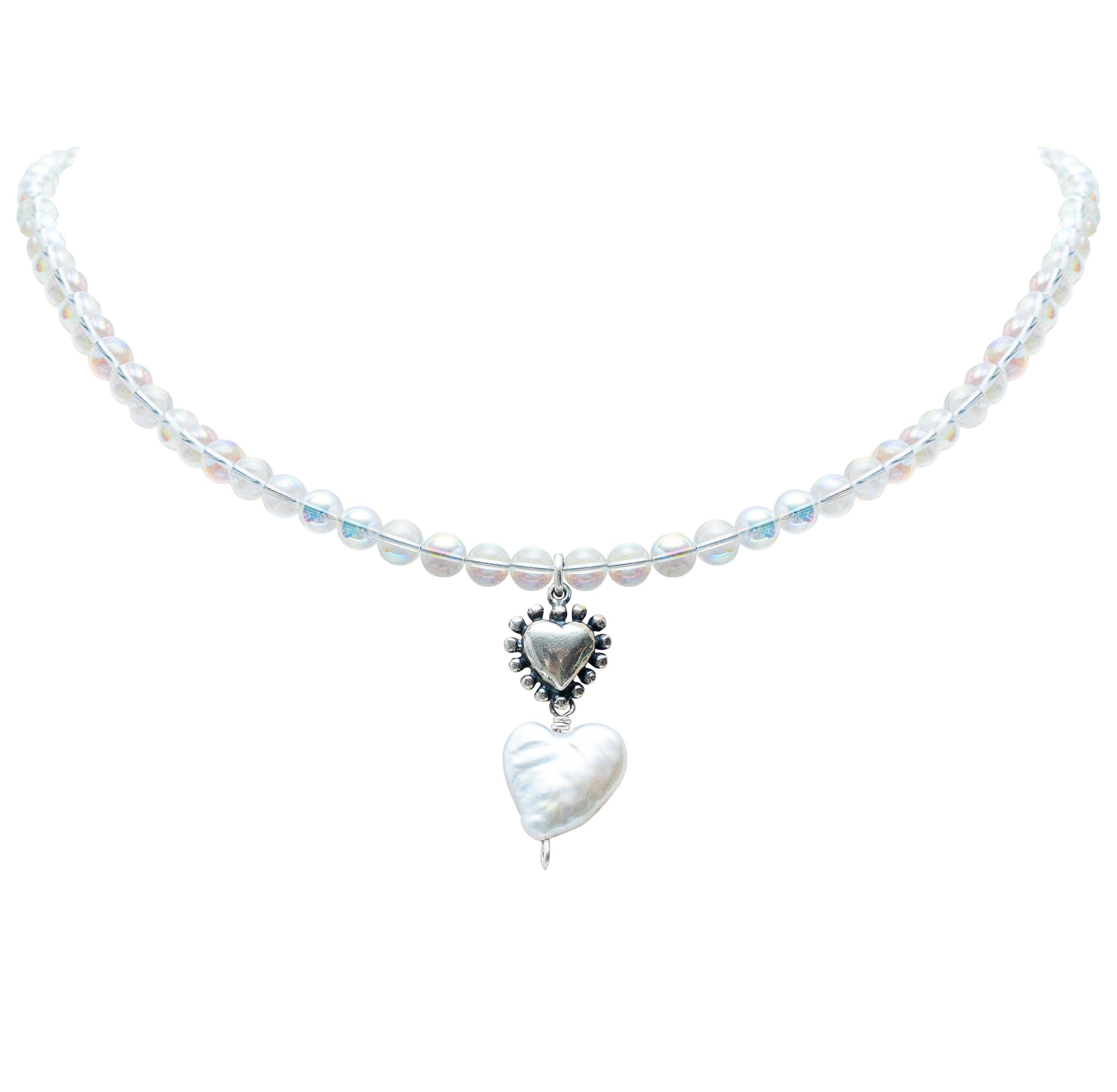 Collar Burbujitas, joya de plata .925, con cuarzo y perla – Gabriela Sánchez