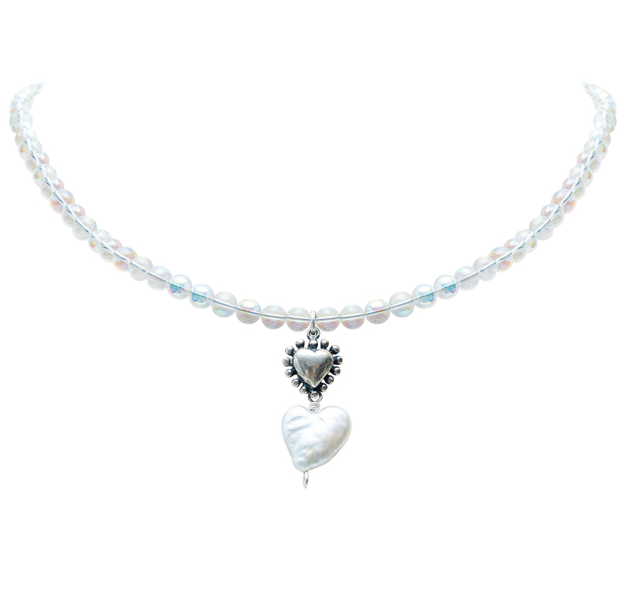 Collar Burbujitas, joya de plata .925, con cuarzo y perla – Gabriela Sánchez