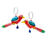 Aretes Plumas de Coral, joya de plata .925, con madera artesanal y lapislázuli – Gabriela Sánchez