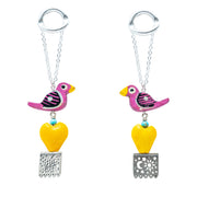 Aretes Periquitos de Amor, joya de plata .925, con cristal de Murano y madera artesanal – Gabriela Sánchez (vista 2)