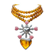 Collar Corazón de Melocotón, joya de plata .925, con ámbar y rodocosita – Gabriela Sánchez (vista 2)