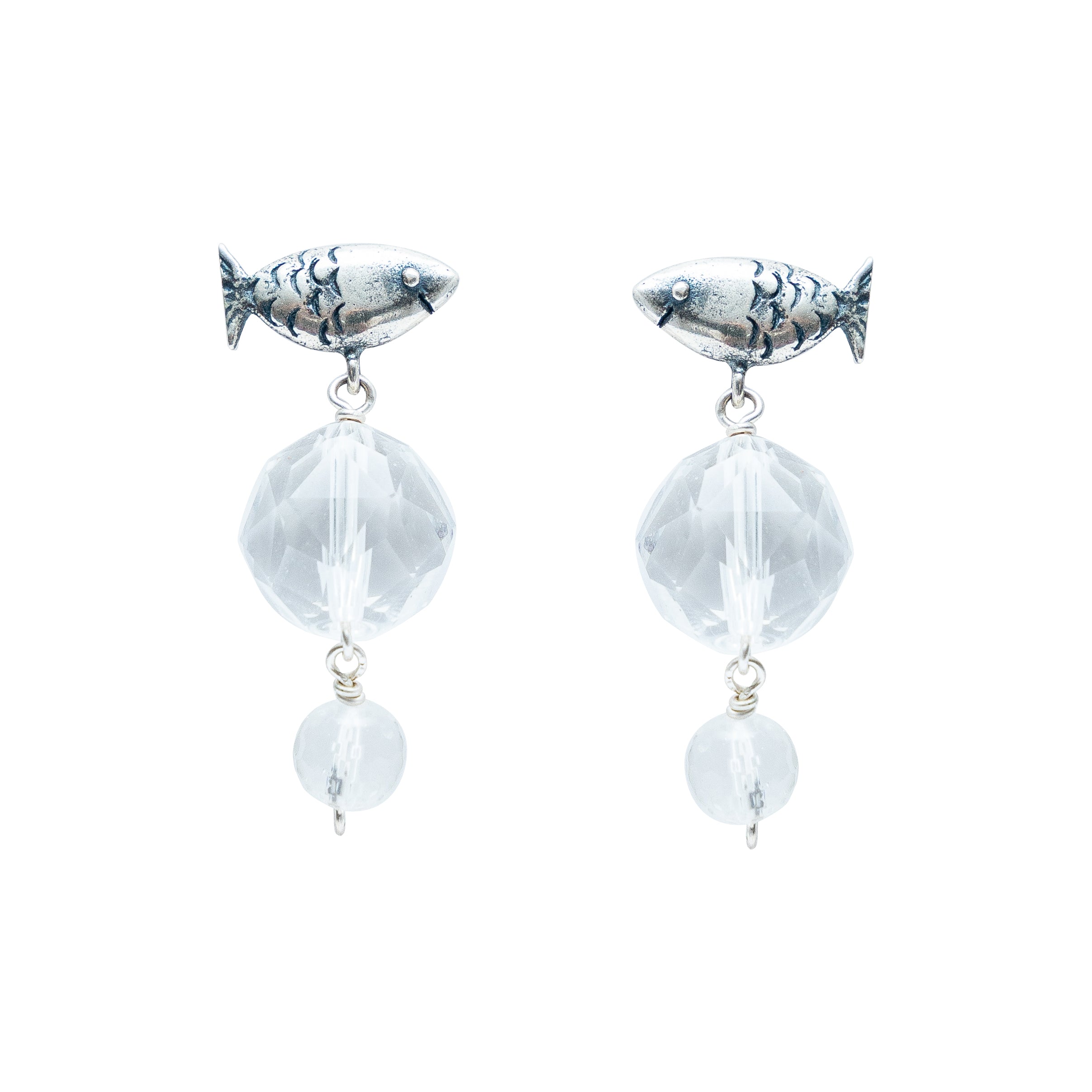 Aretes Aguas de Cristal, joya de plata .925, con cristal metalizado – Gabriela Sánchez