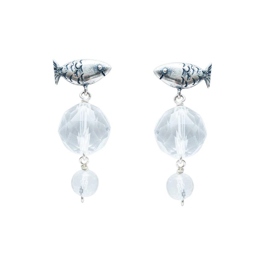 Aretes Aguas de Cristal, joya de plata .925, con cristal metalizado – Gabriela Sánchez