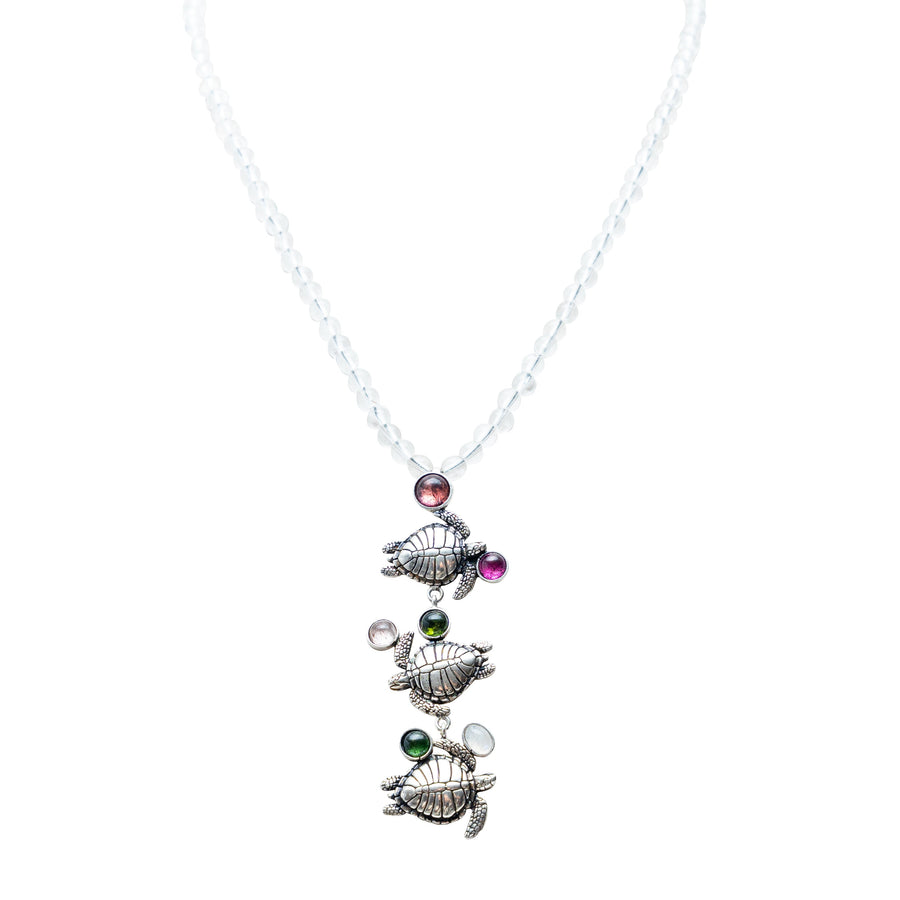 Collar Guardianas del Mar, joya de plata .925, con piedra luna y cuarzo – Gabriela Sánchez (vista 4)