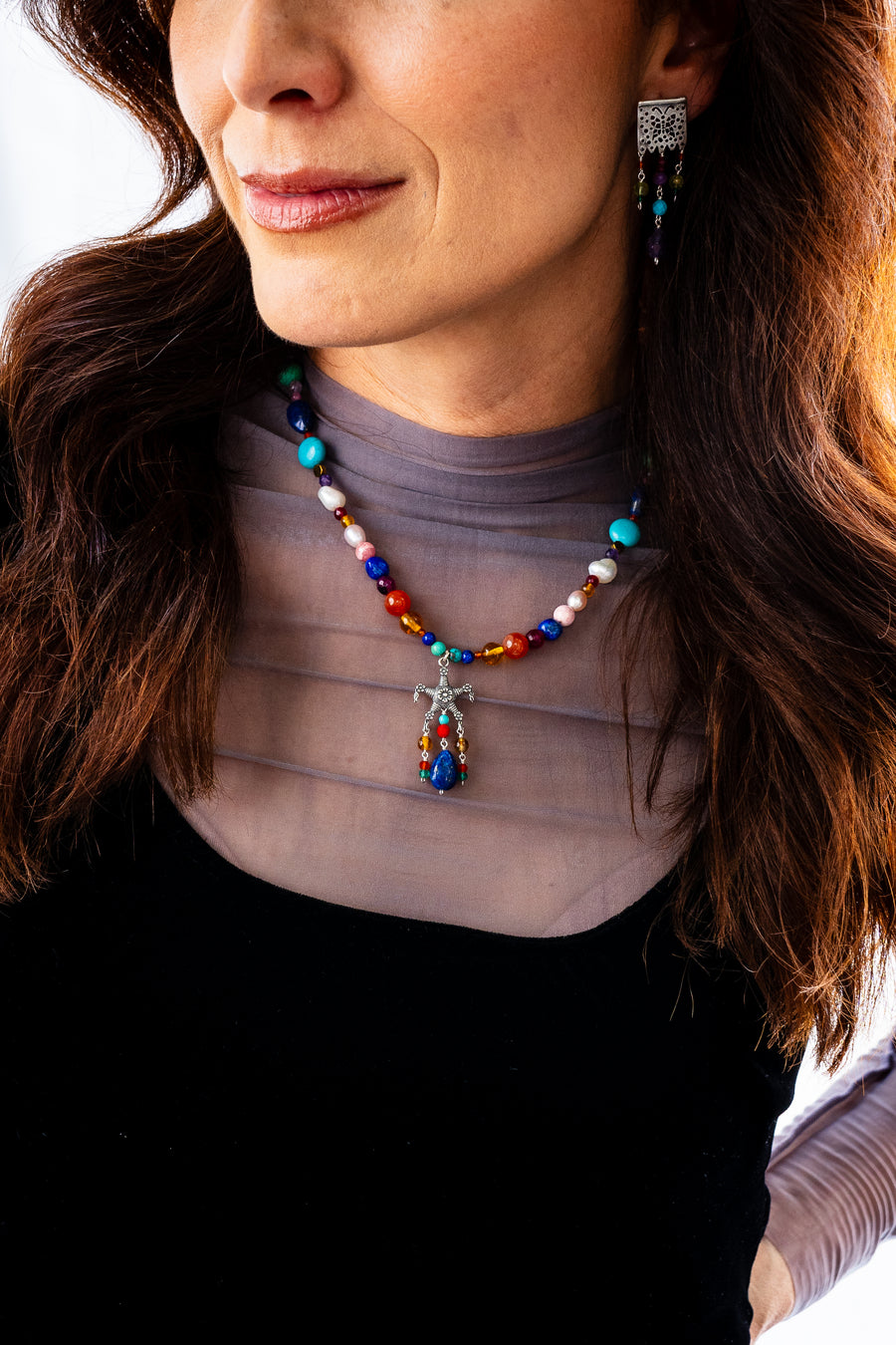 Collar Piñata Confeti, joya de plata .925, con gemas de colores – Gabriela Sánchez (vista 5)