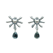 Aretes Querido México Gota, joya de plata .925, con hematita y amatista – Gabriela Sánchez