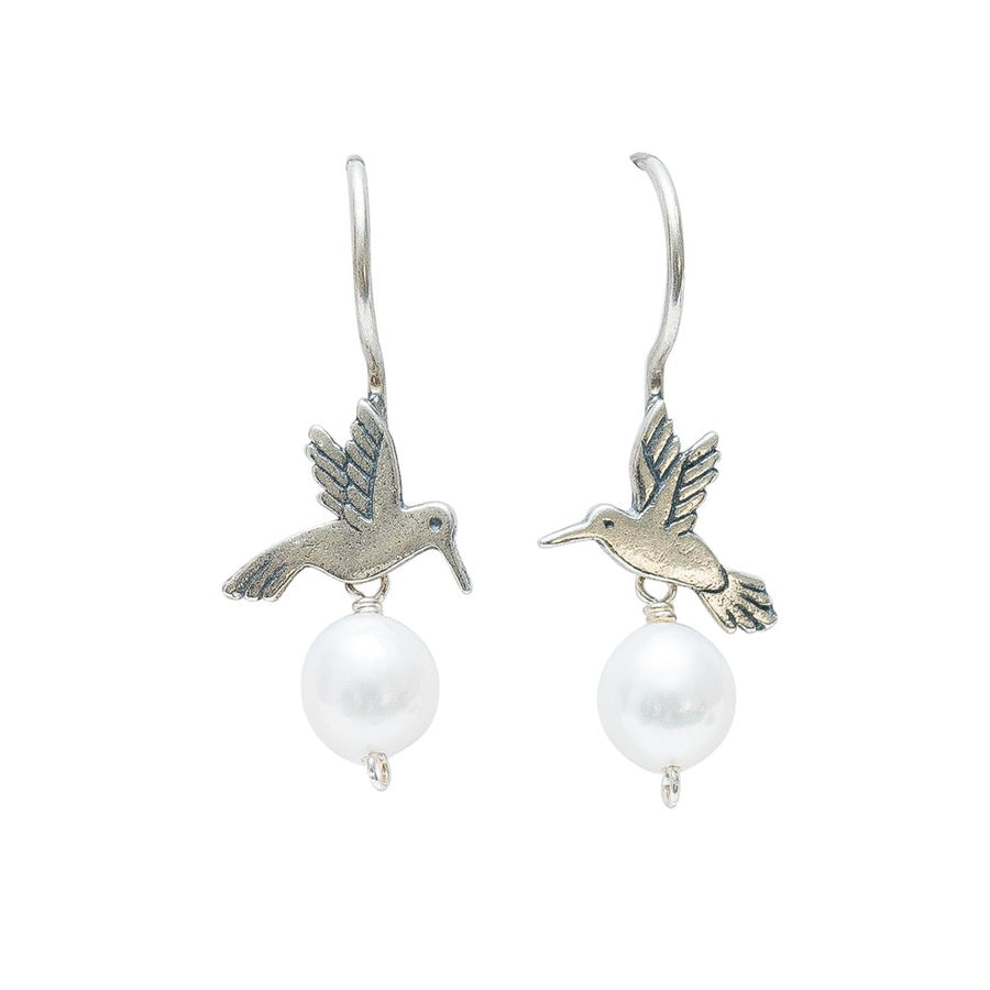 Aretes Colibrí mini con Perla, joya de plata .925 – Gabriela Sánchez