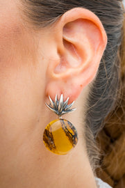 Aretes Pencas Bajo el Sol, joya de plata .925, con ámbar – Gabriela Sánchez (vista 3)