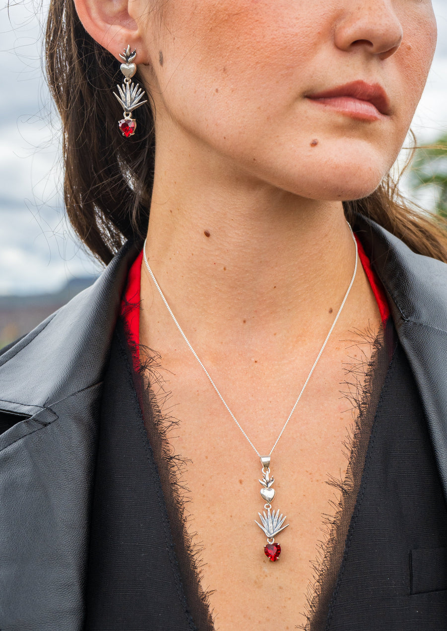Aretes Tierra Roja, joya de plata .925, con cristal Swarovski – Gabriela Sánchez (vista 4)