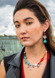 Collar Doy Gracias al Cielo, joya de plata .925, con turquesa y coral – Gabriela Sánchez (vista 3)