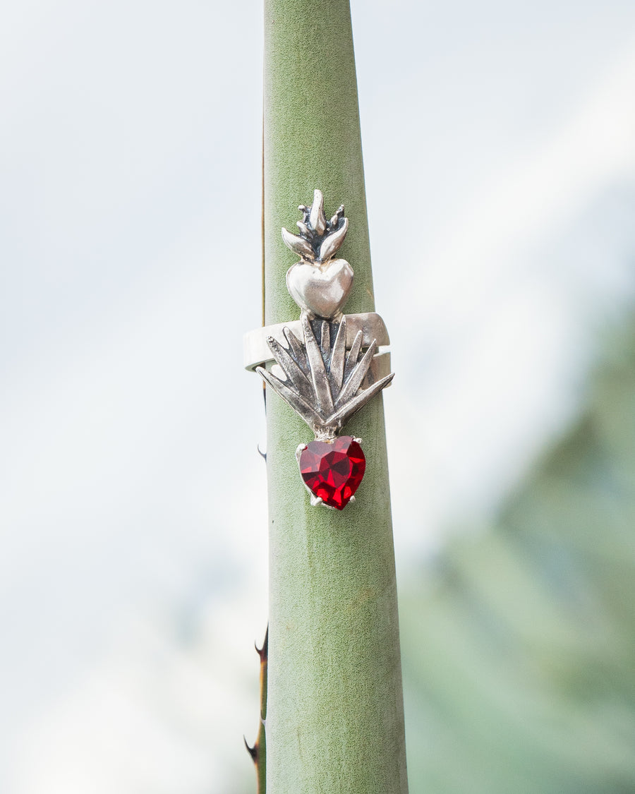 Anillo Tierra Roja, joya de plata .925, con cristal Swarovski – Gabriela Sánchez (vista 3)